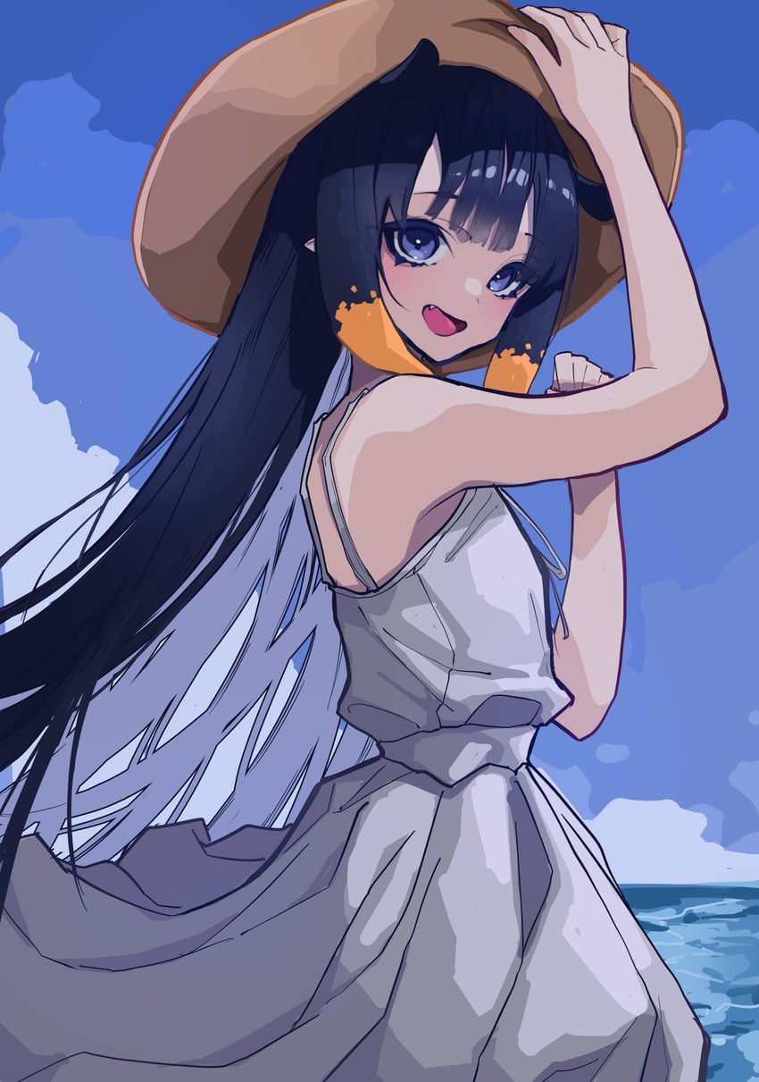 Hololive、Hololive英语、一伊那尔栖 1名女孩 :D 替换服装 举手 露肩