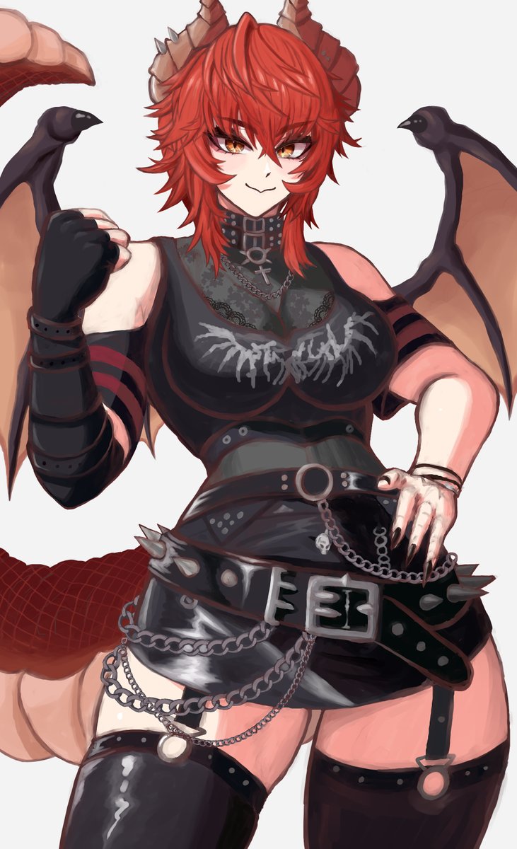 袜子事务所、Zentreya、Zentreya (龙形态) 1名女孩 发型长度变动 (更短) 腰带 黑色皮带 黑领