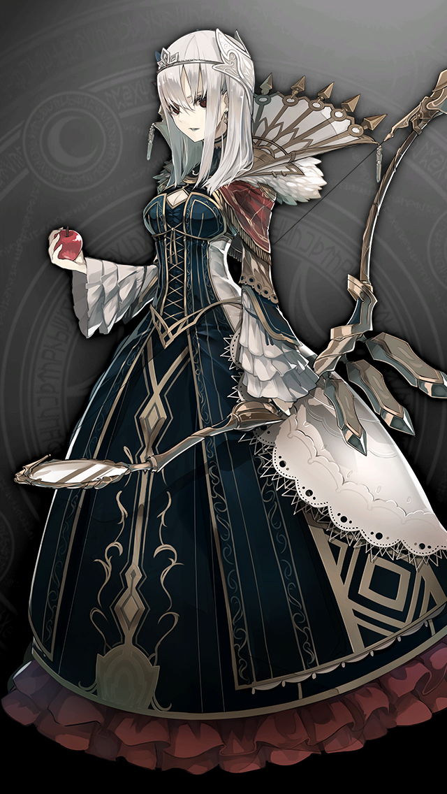 格林笔记、邪恶皇后 (格林笔记)、evil queen (original) (grimms notes) 1名女孩 苹果 蓝色连衣裙 弓（武器） 乳房