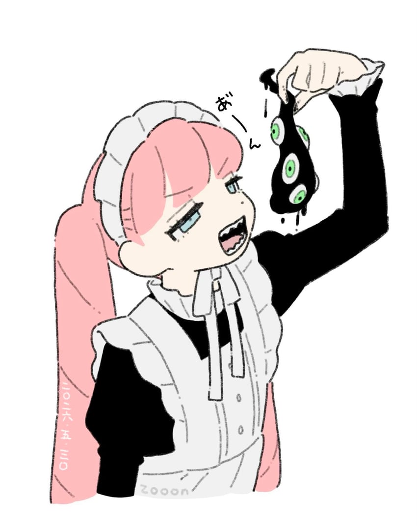 原创 1名女孩 恼怒 举手 黑色袖子 蓝眼