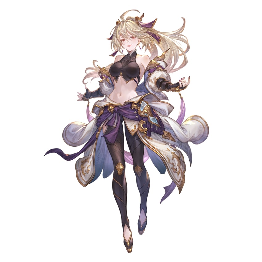碧蓝幻想、mika (granblue fantasy) 1名女孩 呆毛 露肩 金发 乳房