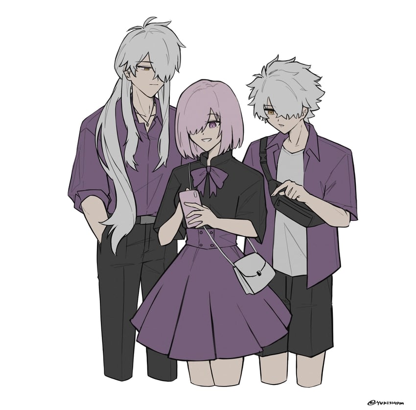 Fate/Grand Order、Fate系列、加拉哈德 (Fate) 1名女孩 2个男孩 包 黑裤子 黑色短裤