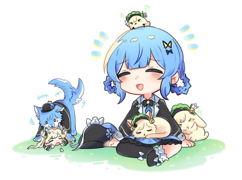 魔法少女的小镇审判、立花雪莉、外能范奈 2名女孩 :D 微笑 头上的动物 腿上的动物