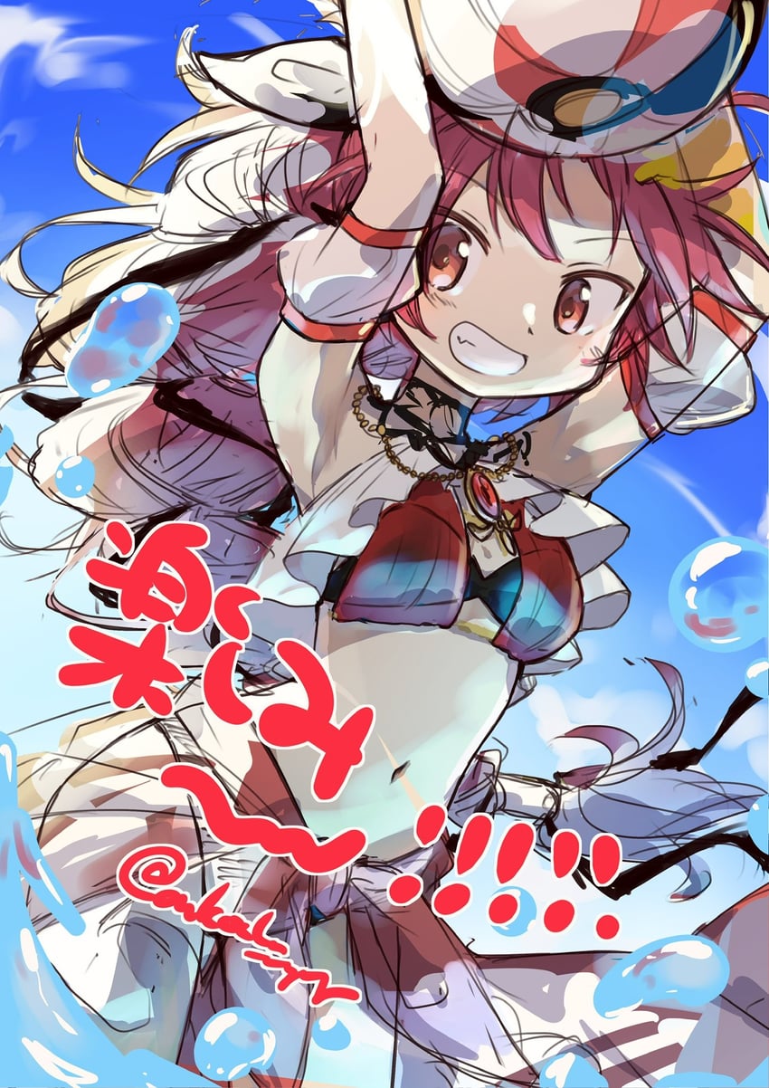 魔法纪录 魔法少女小圆外传、魔法少女小圆、佐仓杏子 1名女孩 腋下 举起双手 球 露肩