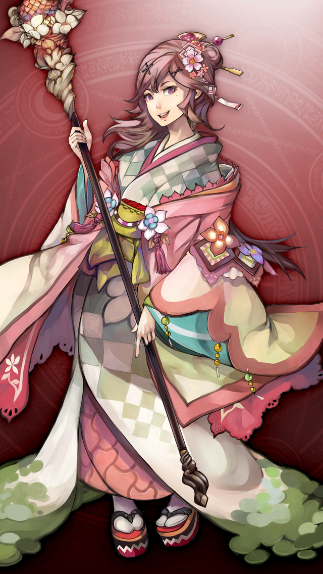 格林笔记、kuramochi momoka (grimms notes) 1名女孩 棕发 格纹衣服 格纹和服 花