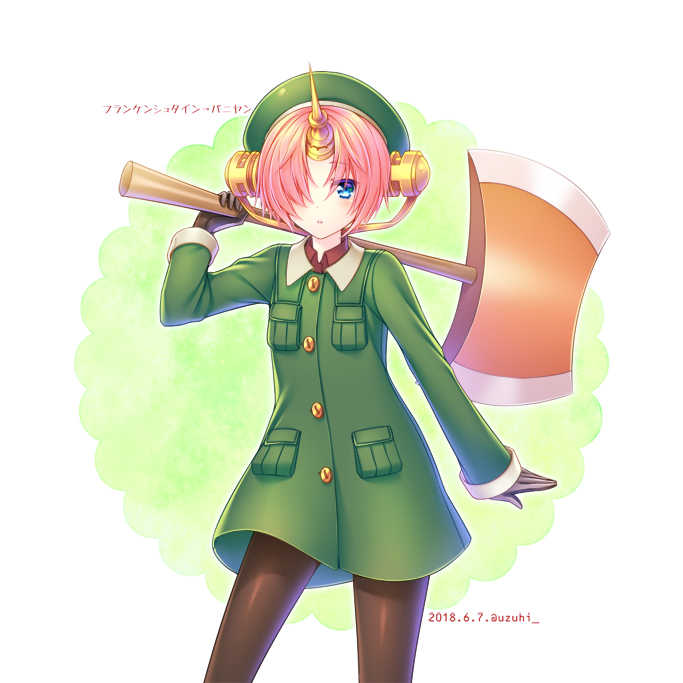 Fate/Grand Order、Fate系列、弗兰肯斯坦 (Fate) 1名女孩 斧头 蓝眼 棕色连裤袜 角色名称