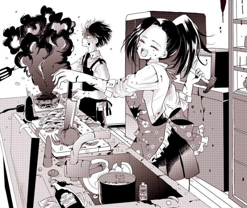 我的英雄学院、轰焦冻、八百万百 1名男孩 1名女孩 微笑 围裙 后背蝴蝶结
