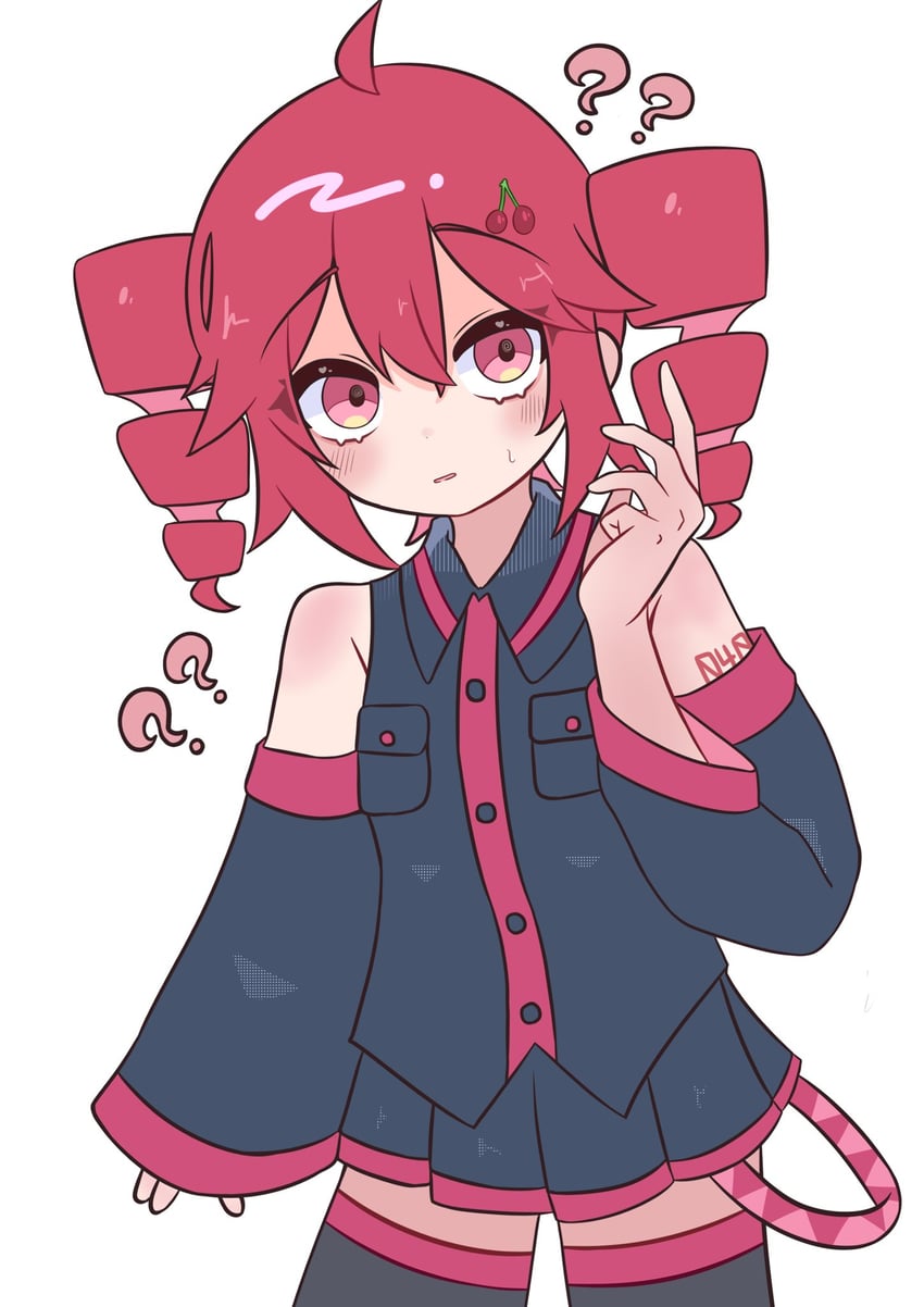 UTAU、重音Teto、重音テト (UTAU) 1名女孩 问号 ？？ 呆毛 露肩