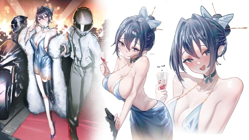 Hololive、Hololive英语、议会 (Kronii) 1名女孩 其他两人 :D 酒 替换服装