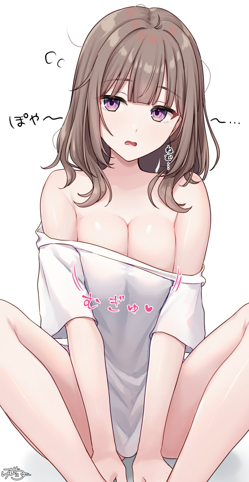 原创 1名女孩 露肩 脸红 乳房 棕发