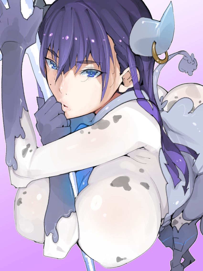 暴露吧！鸡尾酒骑士、kako mirai (bareteru! cocktail knights) 1名女孩 乳沟 蓝眼 蓝发 蓝色领带