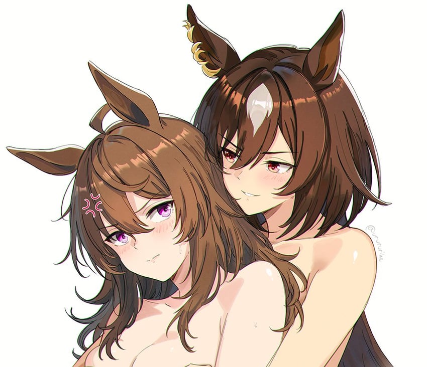 赛马娘、中山庆典 (赛马娘)、天狼星象征(赛马娘) 2名女孩 呆毛 青筋 兽耳 脸红