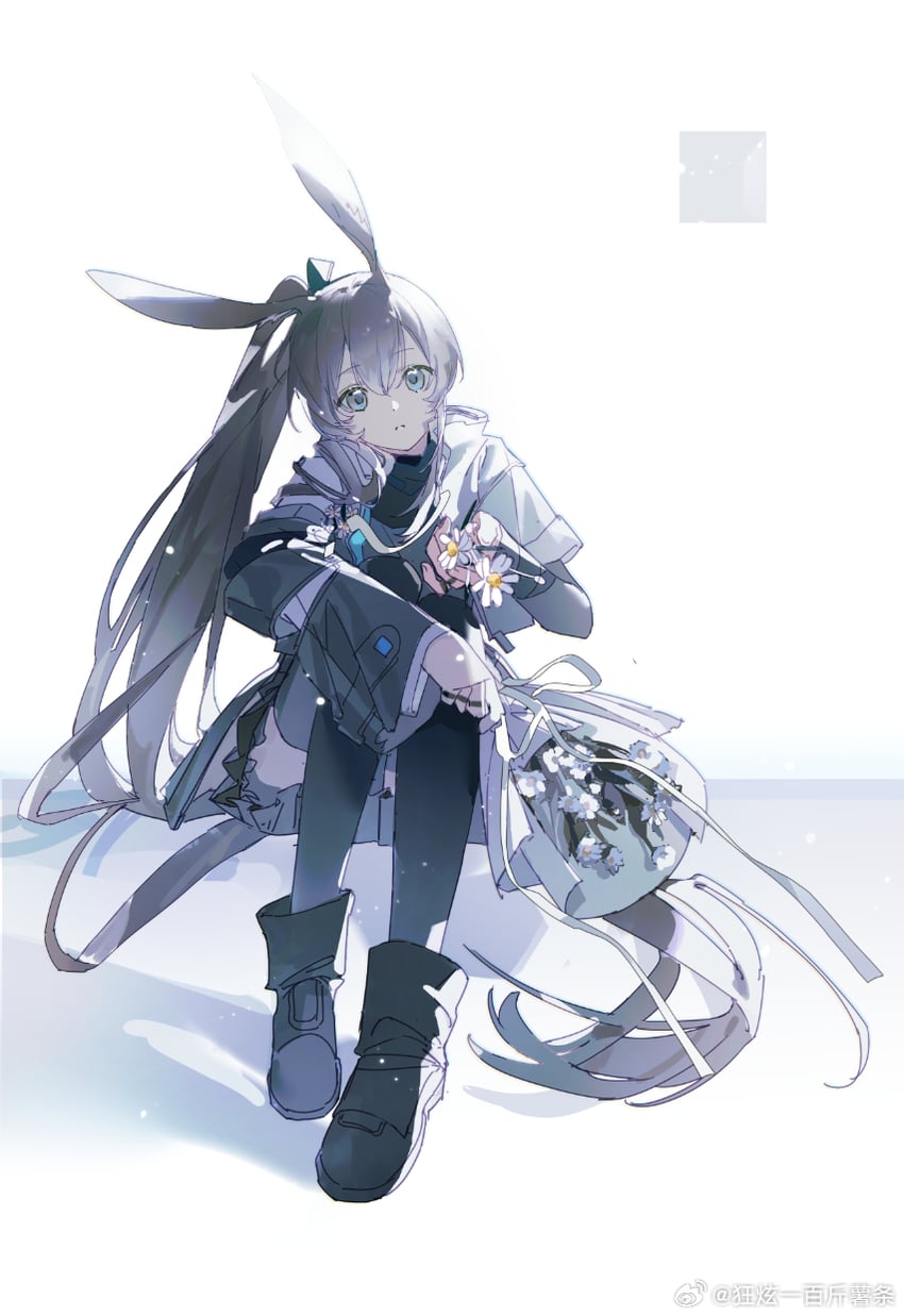 音律联觉、明日方舟、amiya (ambience synesthesia 2026) (arknights) 1名女孩 兽耳 黑色靴子 黑色裙子 蓝眼