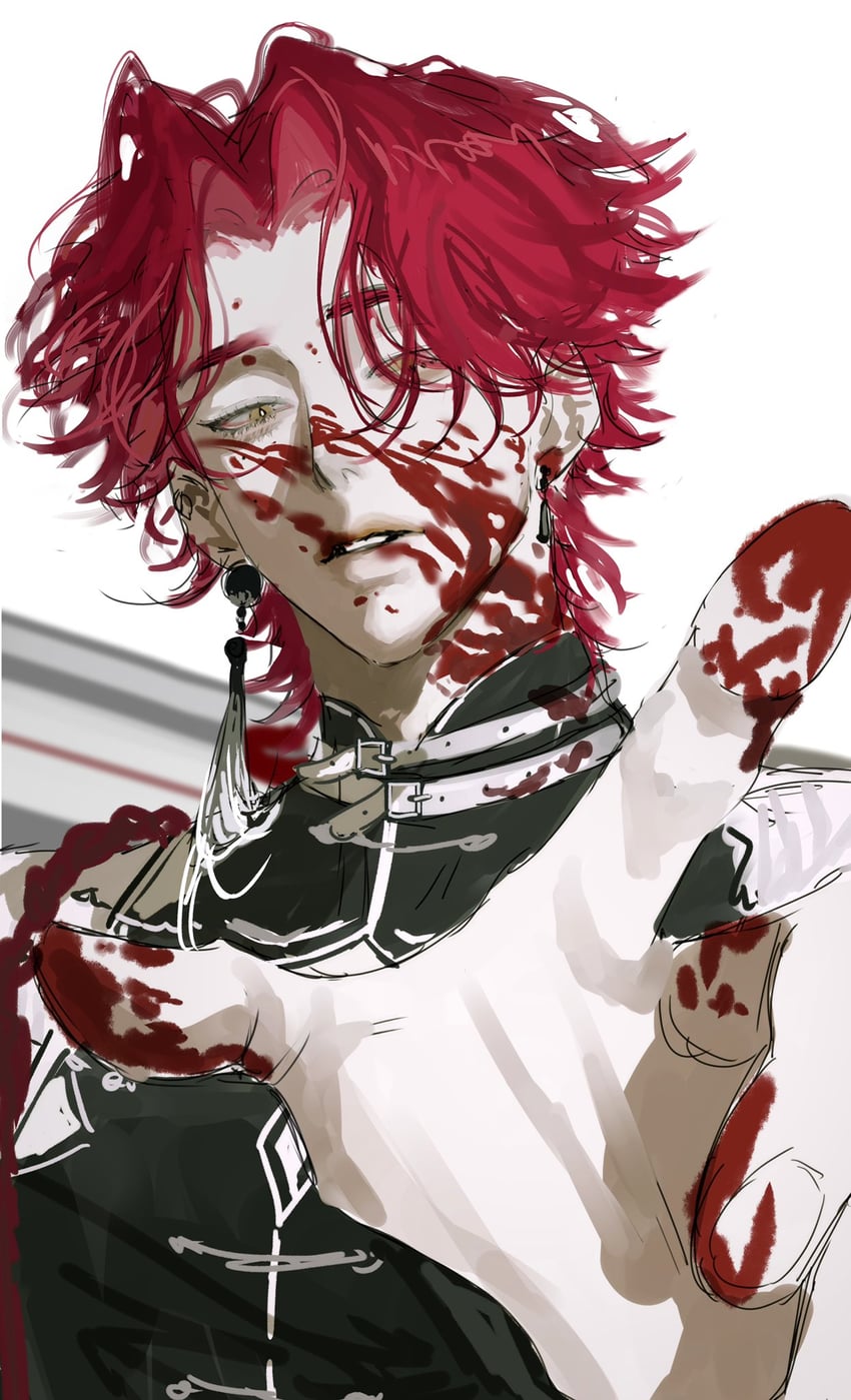 原创 1名男孩 血 脸上带血 男性重心 红发
