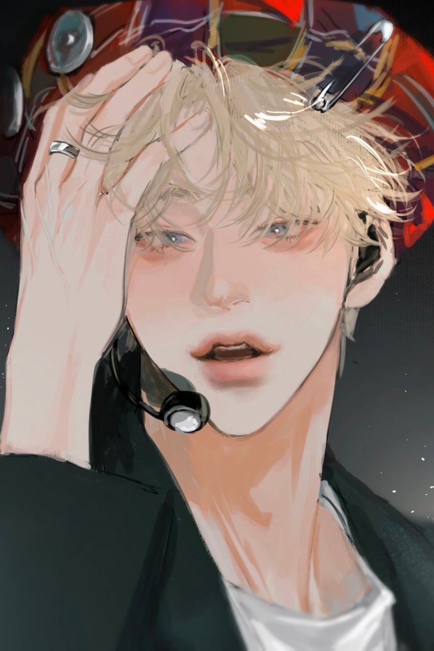 原创 1名男孩 金发 蓝眼 帽子 偶像服
