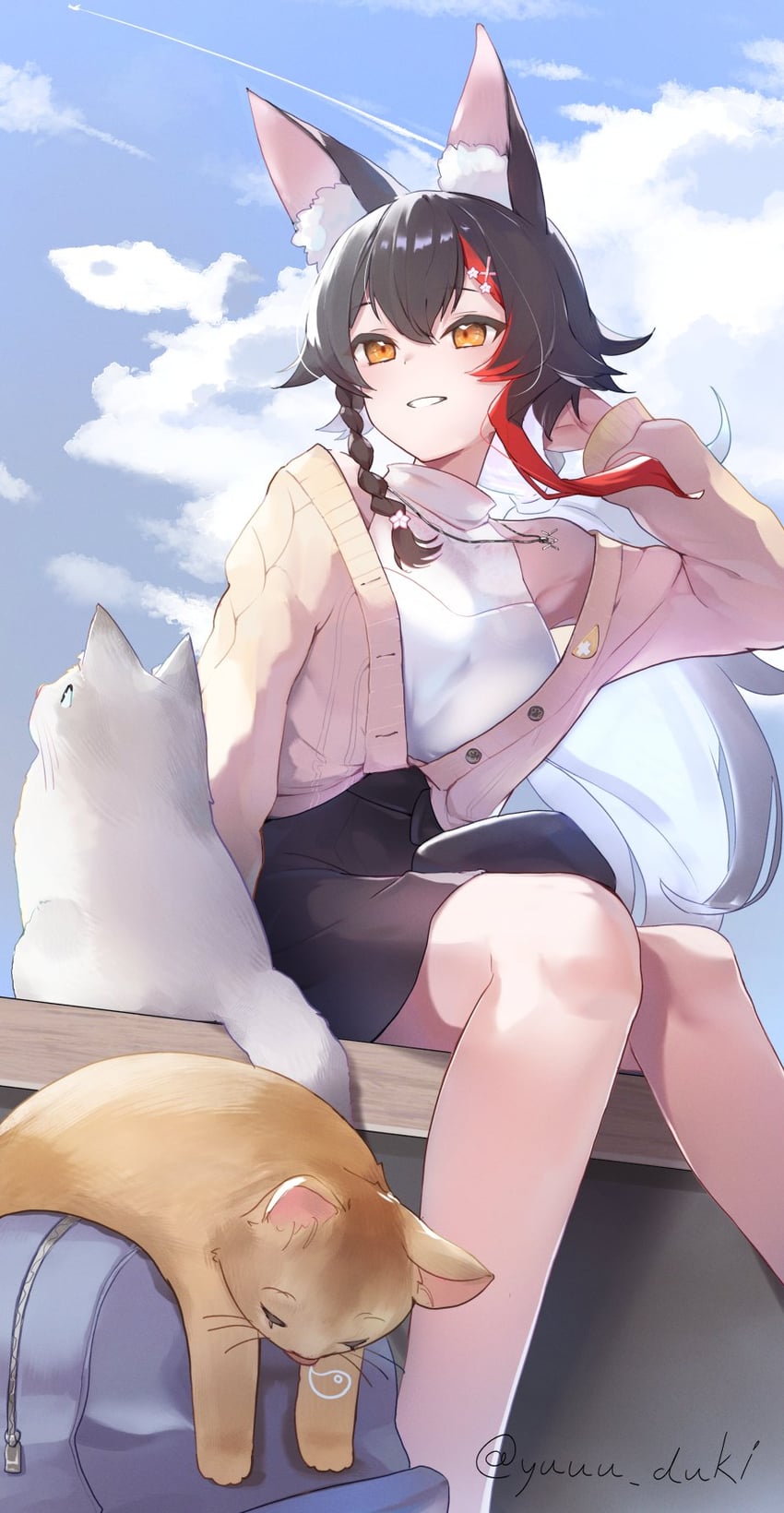 Hololive、大神澪、大神澪 (街头装) 1名女孩 :D 兽耳 背包 包