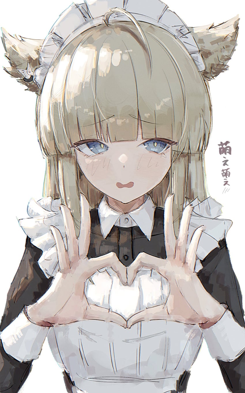 明日方舟、明日方舟：终末地、佩莉卡 (明日方舟：终末地) 1名女孩 呆毛 兽耳 围裙 金发