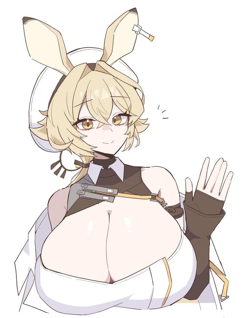 明日方舟、多萝西 (明日方舟) 1名女孩 异形乳量 (大) 兽耳 露肩 黑色手套