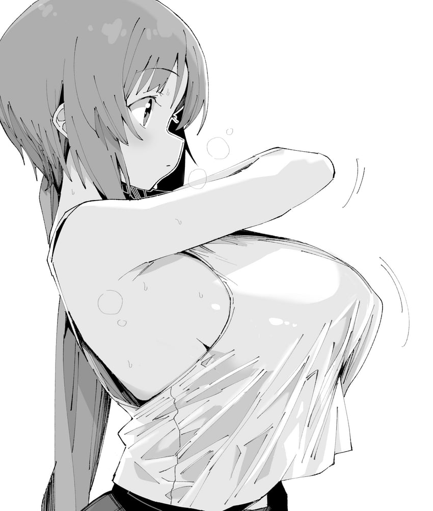 少女与战车、西住美穗 1名女孩 乳房 闭嘴 巨乳 单色