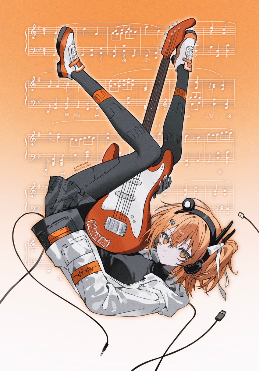 AI语音、UTAU、足立怜 1名女孩 黑色连裤袜 黑衬衫 黑色短裤 电缆