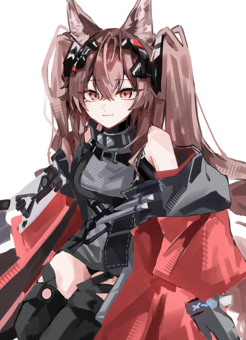 明日方舟、明日方舟：终末地、安洁莉娜 (明日方舟) 1名女孩 兽耳毛 兽耳 露肩 黑色手套