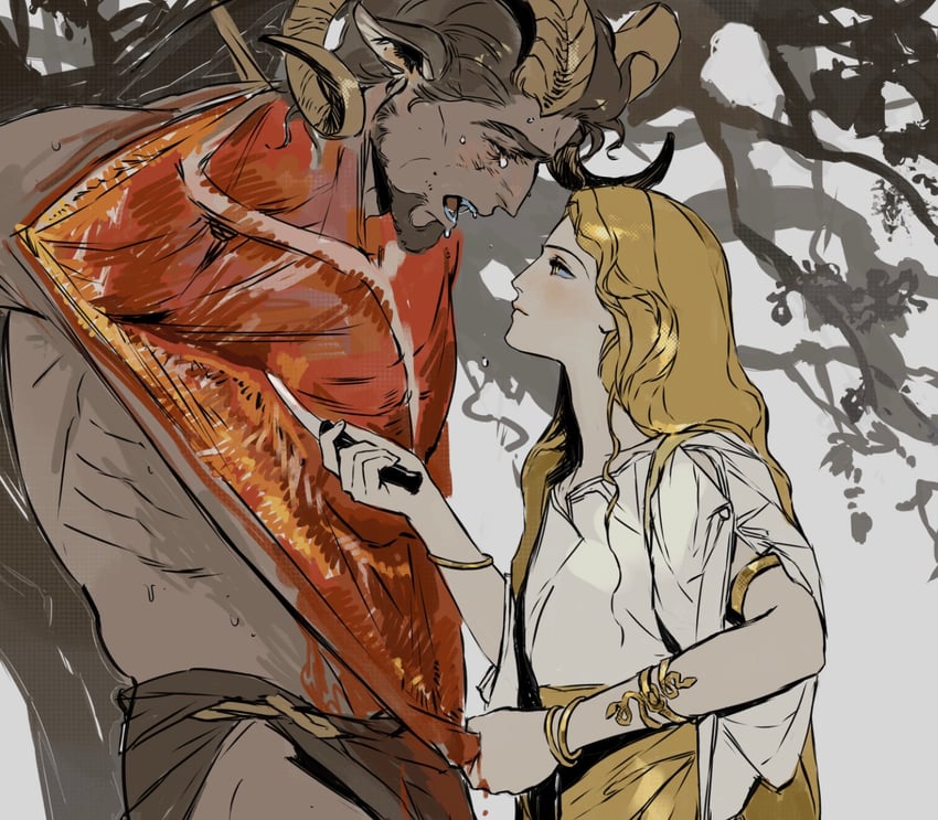 希腊神话、阿波罗 (神话)、marsyas (mythology) 2个男孩 古希腊服饰 中性 兽耳 举起双手