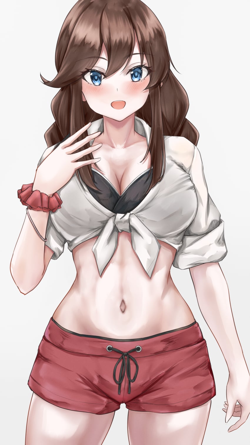 舰队Collection、能代 (舰队收藏)、能代 (泳装) (舰娘) 1名女孩 比基尼 衬衫下的比基尼上装 衣内比基尼 黑色比基尼