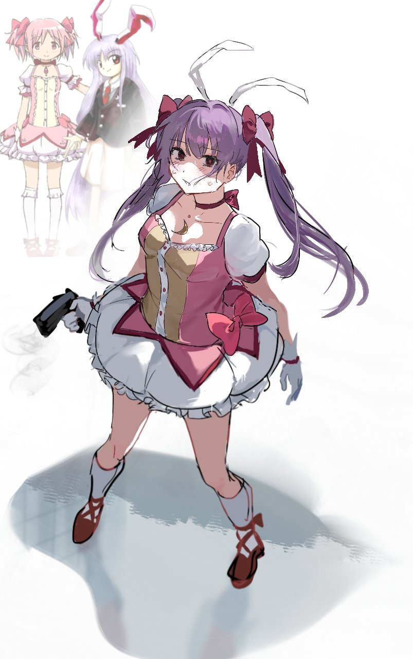 魔法少女小圆、东方Project、鹿目圆 1名女孩 兽耳 脸红 蝴蝶结 蝴蝶结项圈