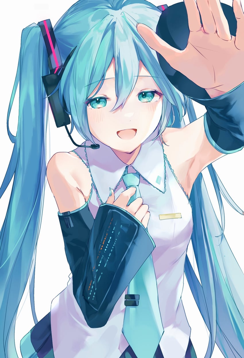 VOCALOID、初音未来 1名女孩 腋下 黑色裙子 蓝眼 蓝发
