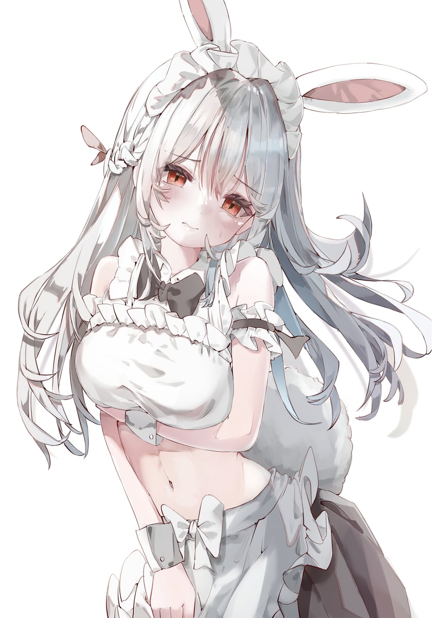 原创 1名女孩 兽耳 手臂托在乳房下 黑色蝴蝶结 黑色蝶形领结
