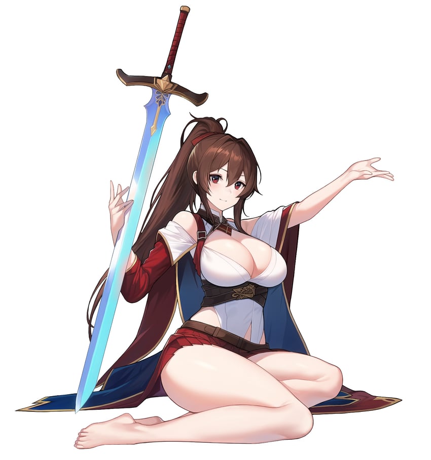 原创 1名女孩 赤脚 腰带 乳房 棕色腰带