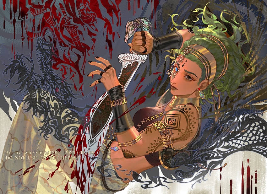 苏丹的游戏、adila (sultan's game) 1名女孩 血 武器上有血 蓝眼 乳房
