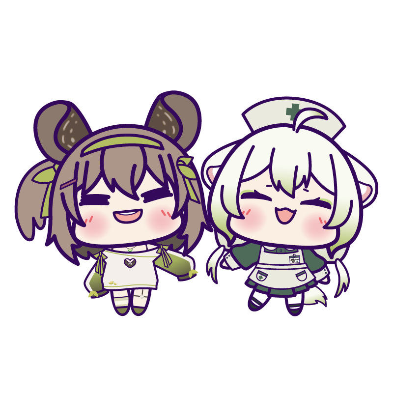 个人势虚拟主播、Vinesauce、Limealicious 2名女孩 兽耳 围裙 黑色文胸 脸红