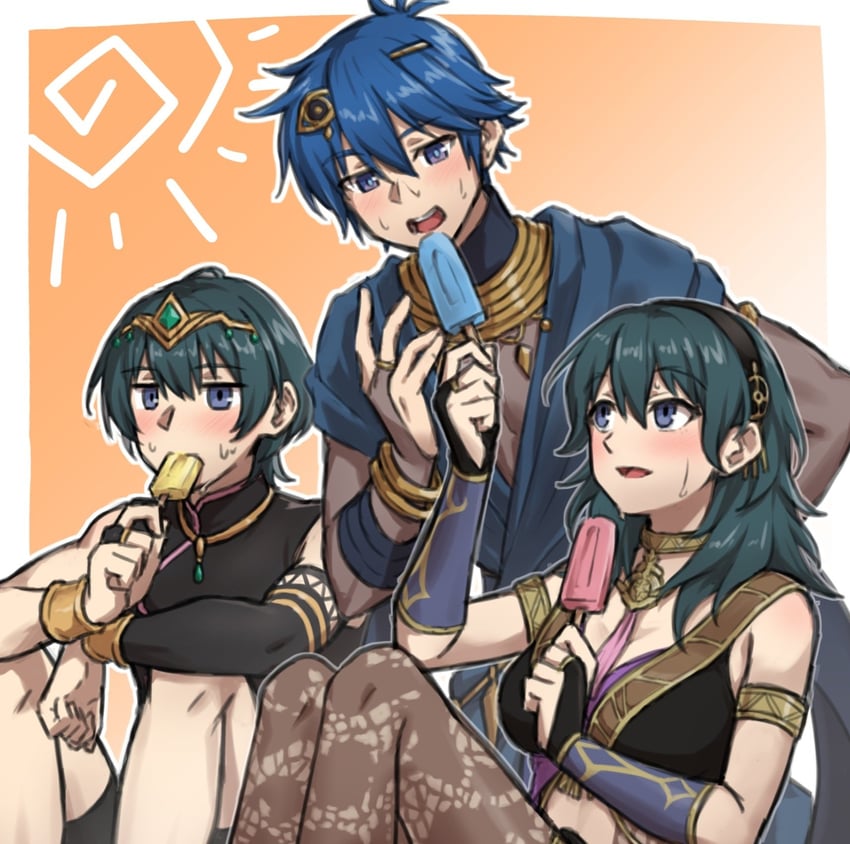 火焰纹章、火焰之纹章：新·纹章之谜、火焰之纹章：风花雪月 1名女孩 2个男孩 :D 蓝眼 蓝发