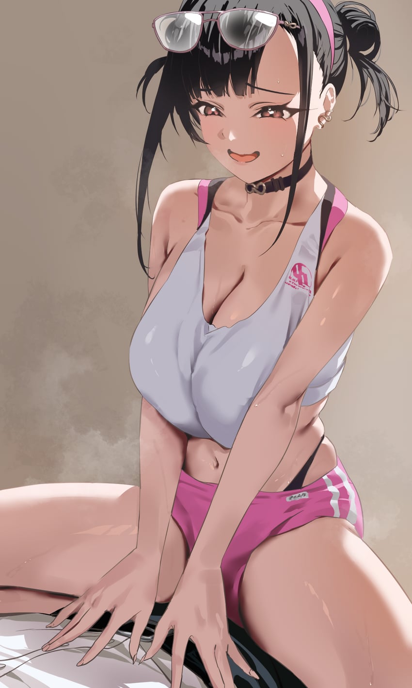 胜利女神：妮姬、索拉 (胜利女神：妮姬)、空 (春日飞行) (妮姬) 1名男孩 1名女孩 露肩 黑发 脸红