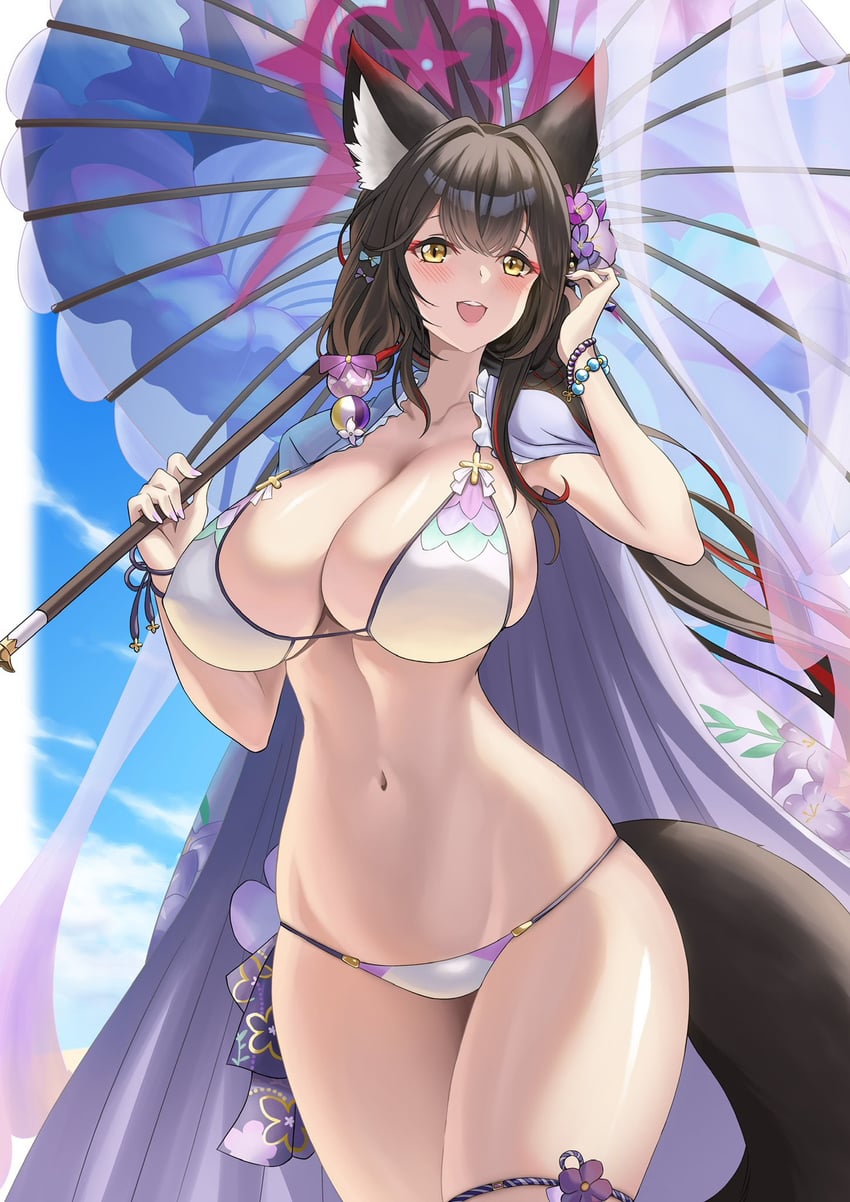 蔚蓝档案、若藻 (蔚蓝档案)、若藻 (泳装) (蔚蓝档案) 1名女孩 兽耳毛 兽耳 珠子手链 珠子