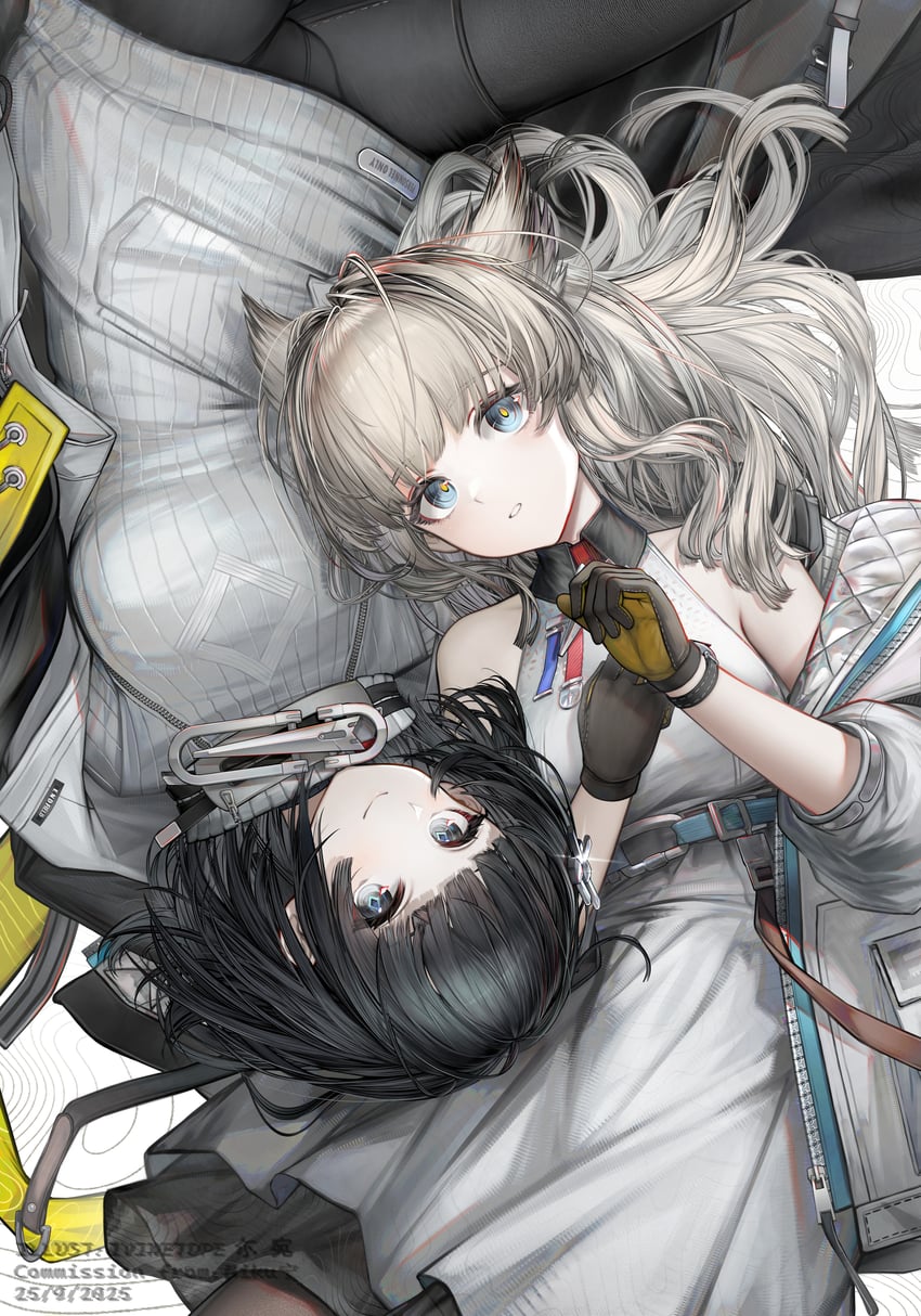 明日方舟、明日方舟：终末地、管理员 (明日方舟) 2名女孩 兽耳 鸟耳 鸟娘 黑发
