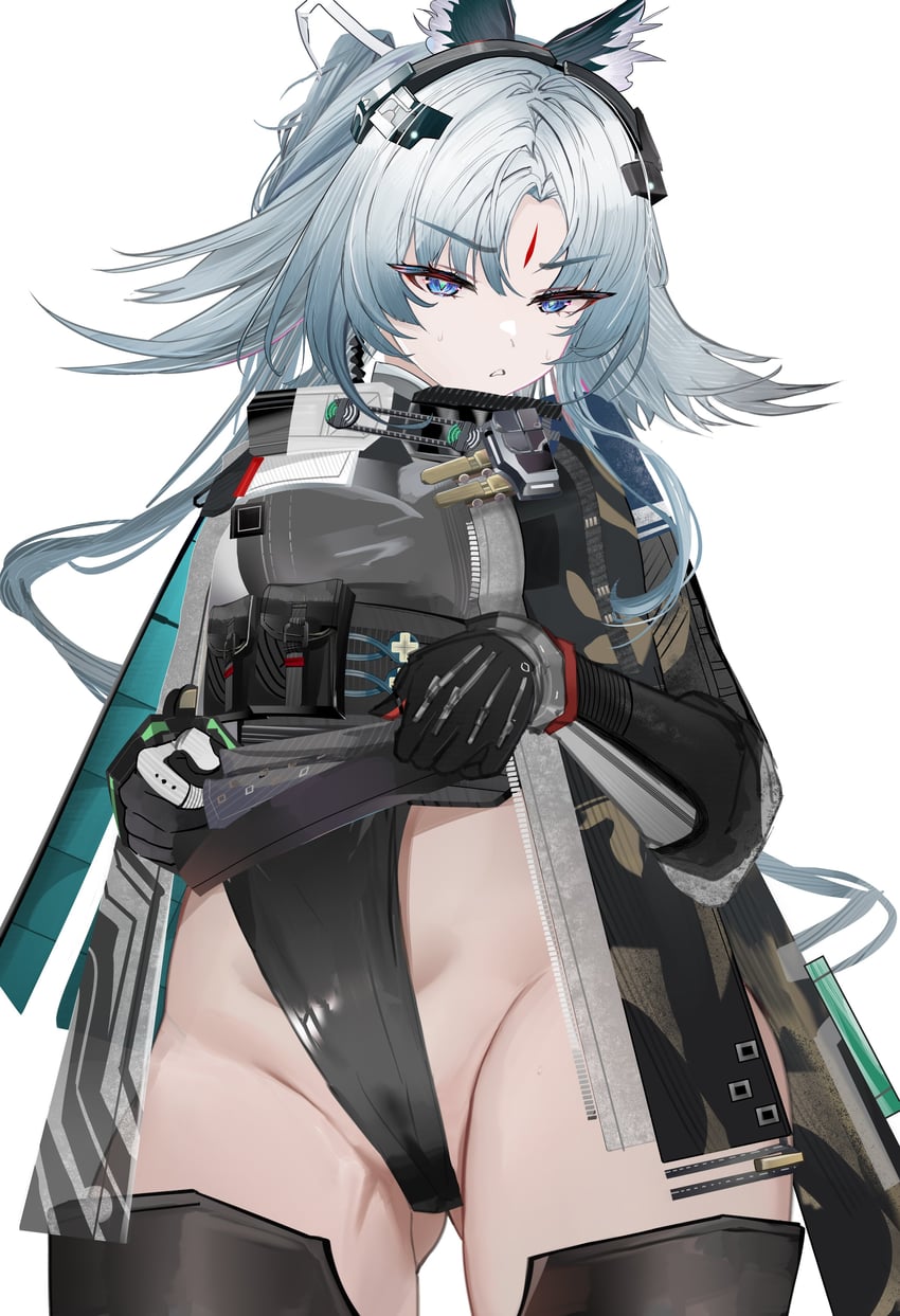 明日方舟、明日方舟：终末地、秘术师 (明日方舟) 1名女孩 黑色手套 黑色夹克 黑色紧身连体衣 蓝眼