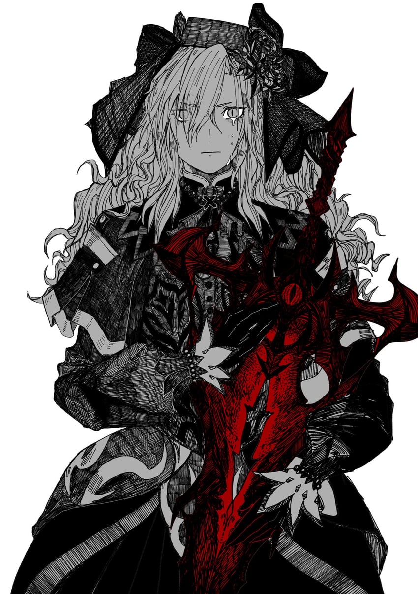 Fate/Grand Order、Fate系列、克里姆希尔德 (Fate) 1名女孩 哭泣 连衣裙 手套 灰度