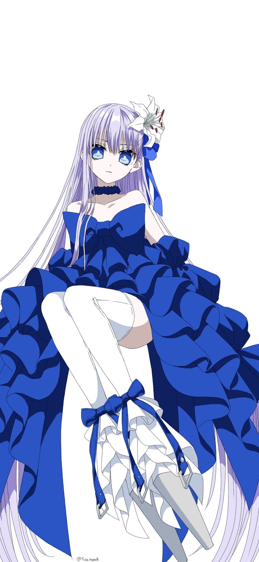 Fate/Grand Order、Fate系列、溶解莉莉丝 (Fate) 1名女孩 露肩 蓝眼 蓝色丝带 靴子