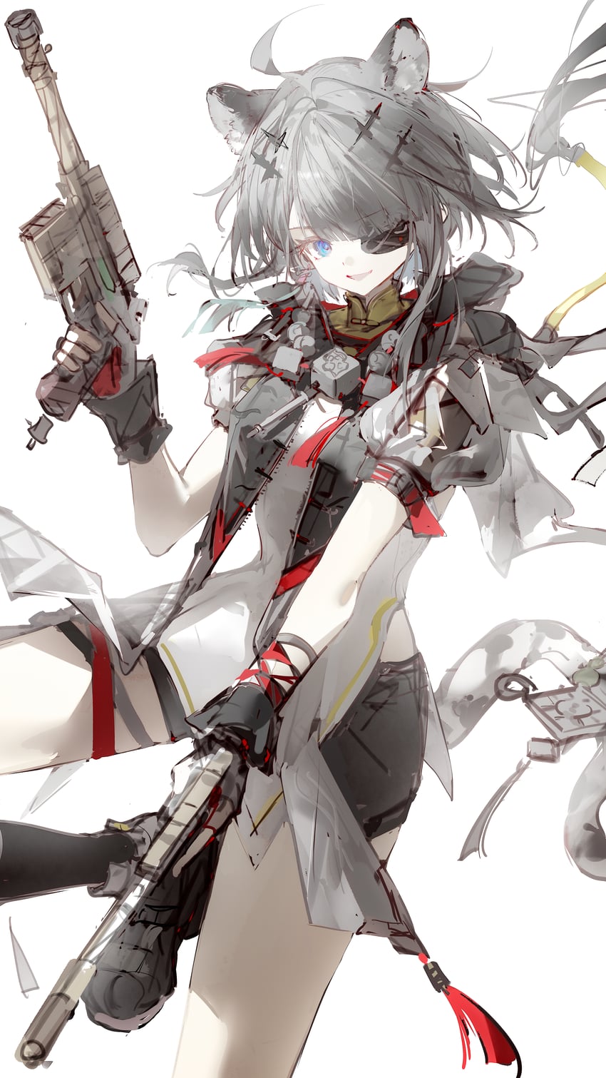 明日方舟、明日方舟：终末地、糖糖 (明日方舟) 1名女孩 兽耳 黑色手套 黑色夹克 黑鞋