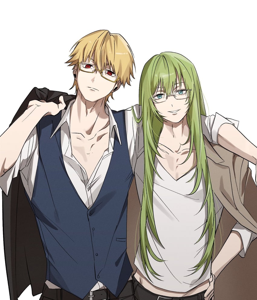 Fate/strange Fake、Fate系列、恩奇都 (Fate) 1名男孩 1个其他角色 中性 搂肩 金发