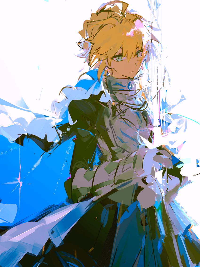 Fate/Grand Order、Fate系列、阿尔托莉雅·潘德拉贡 (Fate) 1名女孩 呆毛 铠甲 铠甲裙 金发