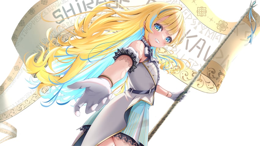RIOT MUSIC、白河白濑 1名女孩 水蓝色裙子 露肩 黑色蝴蝶结 黑色蝶形领结