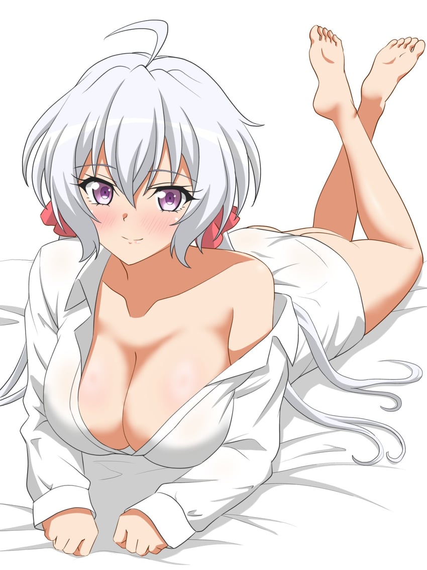 战姬绝唱、雪音克丽丝 1名女孩 呆毛 脸红 波波头 乳房