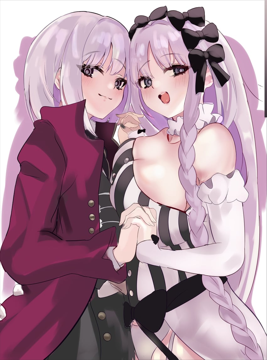 Fate/strange Fake、Fate系列、弗兰切斯卡·普雷拉蒂 (Fate) 1名男孩 1名女孩 露肩 黑色蝴蝶结 黑瞳