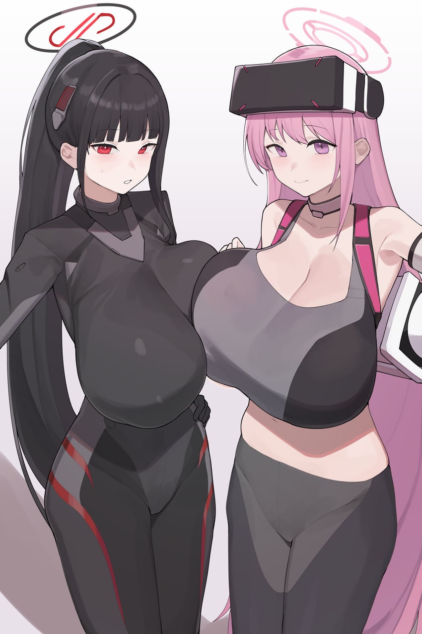 二次元插画 2名女孩 乳房 巨乳 多名女孩