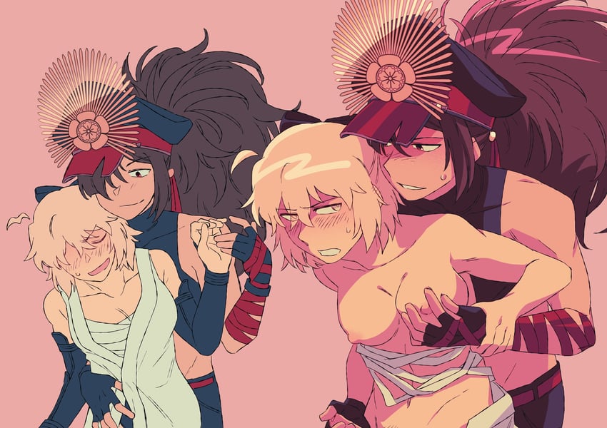 Fate/Grand Order、Fate系列、织田吉法师(Fate) 1名男孩 1名女孩 呆毛 露肩 黑色蝴蝶结