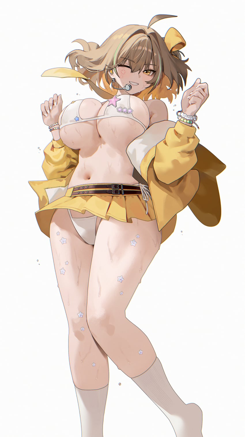 胜利女神：妮姬、阿尼斯(妮姬)、阿尼斯 (明星) (胜利女神：妮姬) 1名女孩 惊讶 惊讶脸 呆毛 比基尼