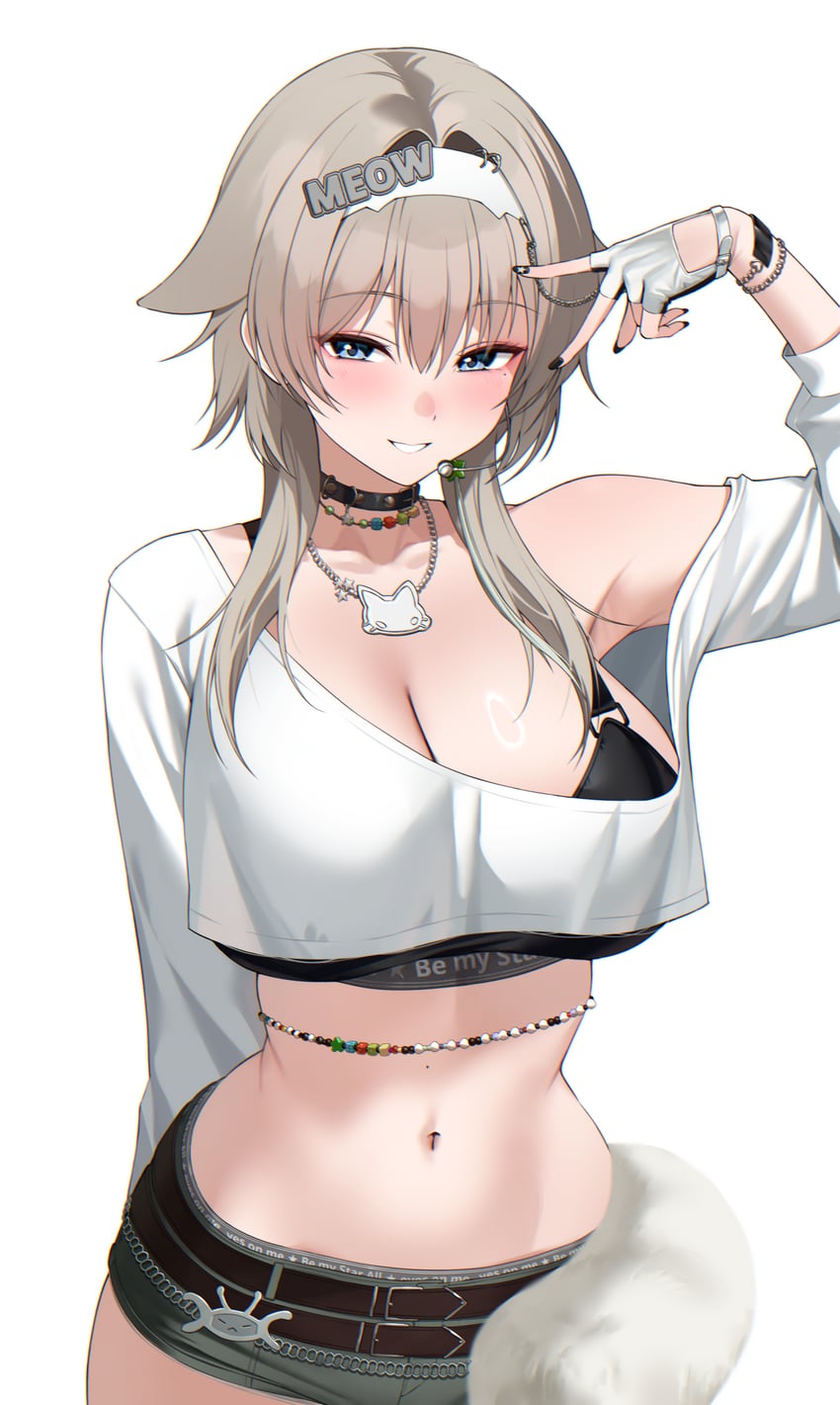 胜利女神：妮姬、普莉卡 (妮姬) 1名女孩 手放在背后 举手 腋下 露肩